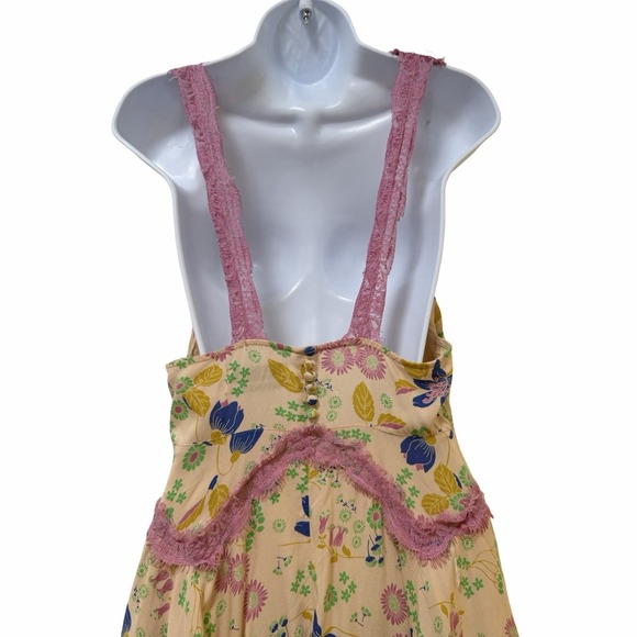 Urban Outfitters Floral Lace Trim Babydoll Mini‎ Dress Size M Coquette Romantic - Picture 5 of 10